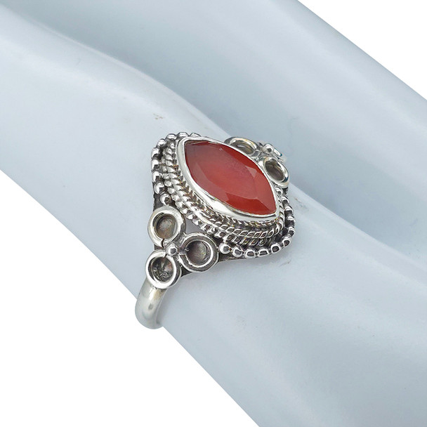 Faceted Red Onyx Sterling Silver Ring