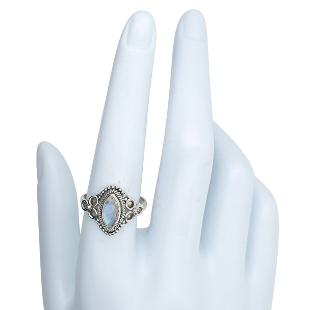 Faceted Moonstone Sterling Silver Ring