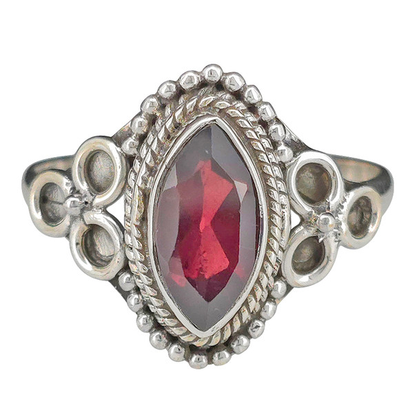 Faceted Garnet Sterling Silver Ring
