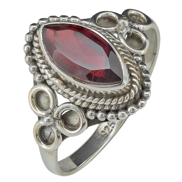 Faceted Garnet Sterling Silver Ring