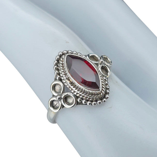 Faceted Garnet Sterling Silver Ring