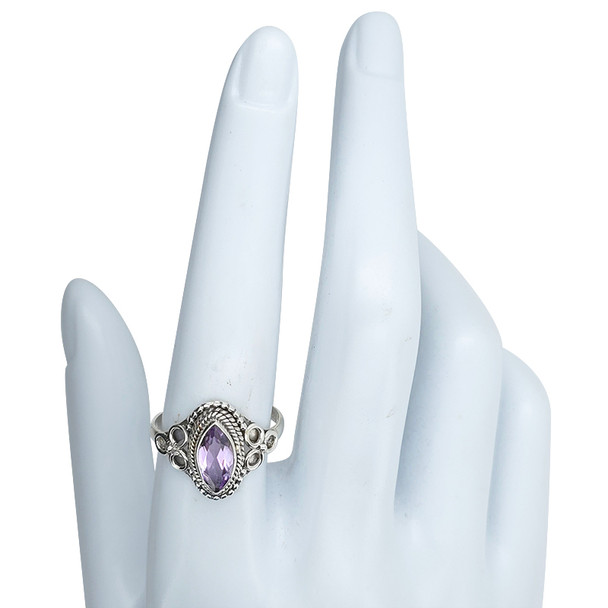 Faceted Amethyst Sterling Silver Ring