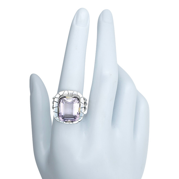 Faceted Amethyst Sterling Silver Ring