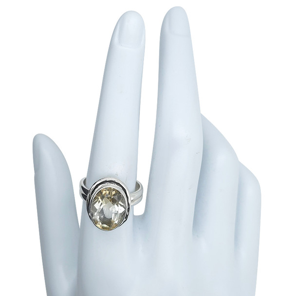 Faceted Citrine Sterling Silver Ring