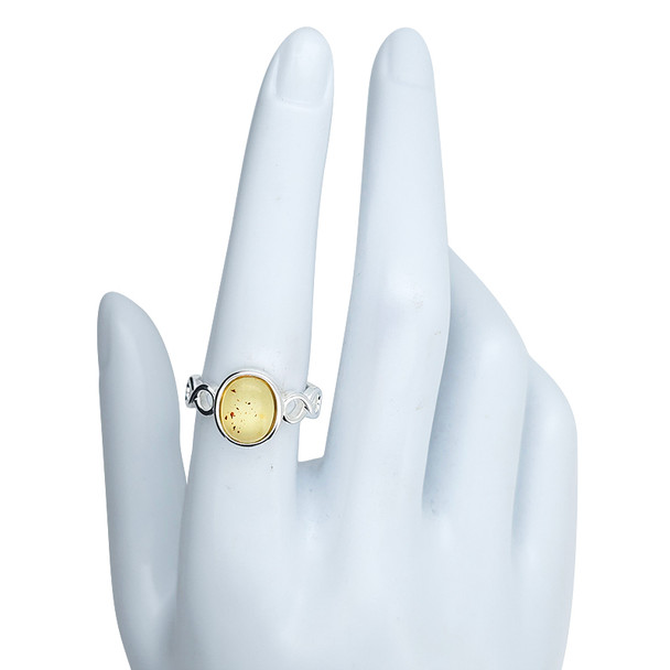 Citrine Amber Sterling Silver Adjustable Ring