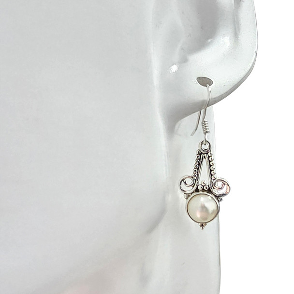 Pearl Sterling Silver Hook Earrings