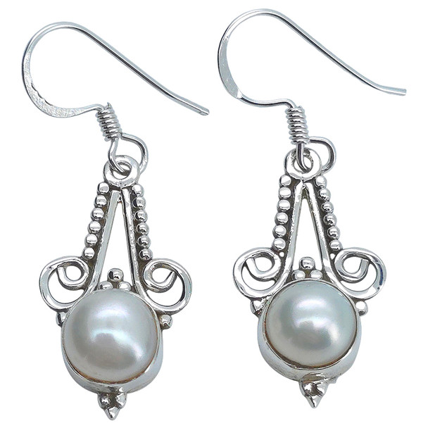 Pearl Sterling Silver Hook Earrings