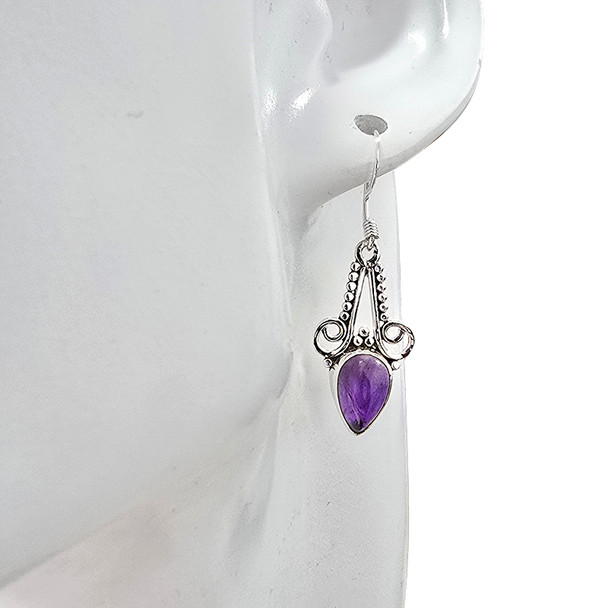 Amethyst Sterling Silver Hook Earrings