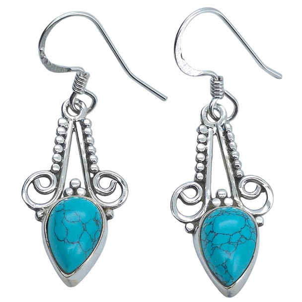 Howlite Sterling Silver Hook Earrings