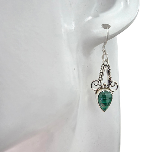 Malachite Sterling Silver Hook Earrings