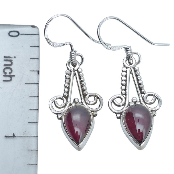 Garnet Sterling Silver Hook Earrings