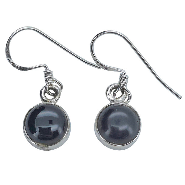 Black Onyx Sterling Silver Hook Earrings