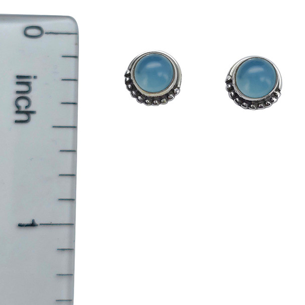 Blue Chalcedony Sterling Silver Stud Earrings