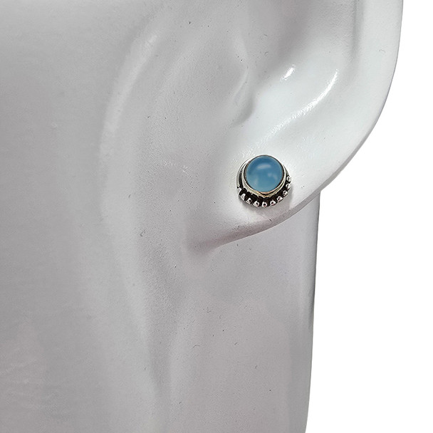 Blue Chalcedony Sterling Silver Stud Earrings