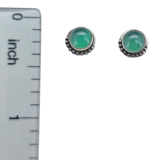 Green Onyx Sterling Silver Stud Earrings