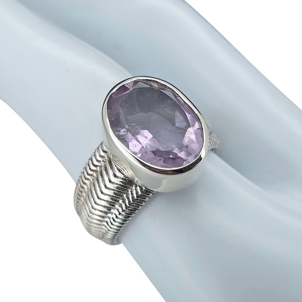 Faceted Amethyst Sterling Silver Ring