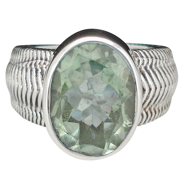 Faceted Prasiolite Sterling Silver Ring