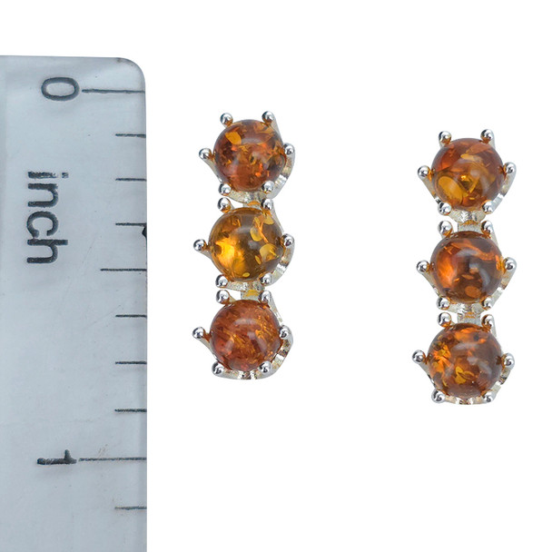 Amber Sterling Silver Stud Earrings