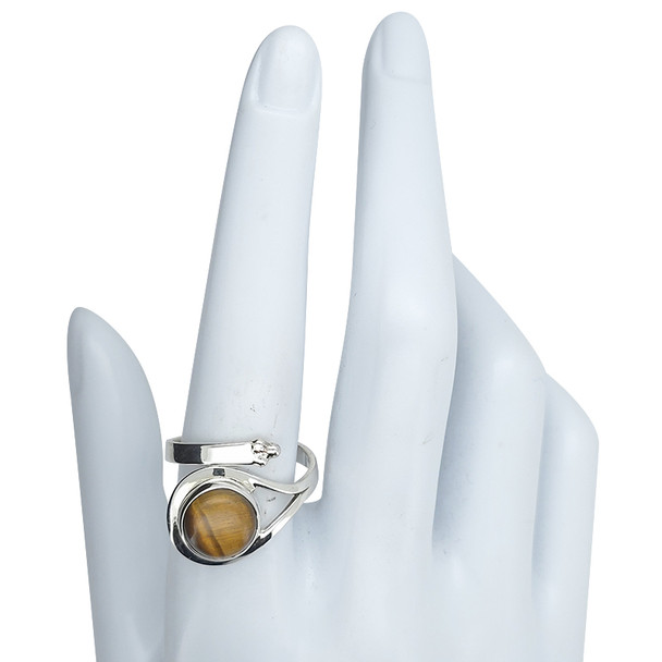Tiger Eye, Sterling Silver, Adjustable Ring