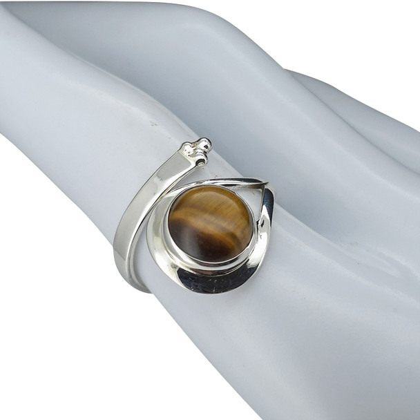 Tiger Eye, Sterling Silver, Adjustable Ring