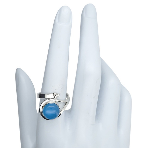 Blue Chalcedony Sterling Silver Adjustable Ring