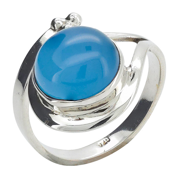 Blue Chalcedony Sterling Silver Adjustable Ring