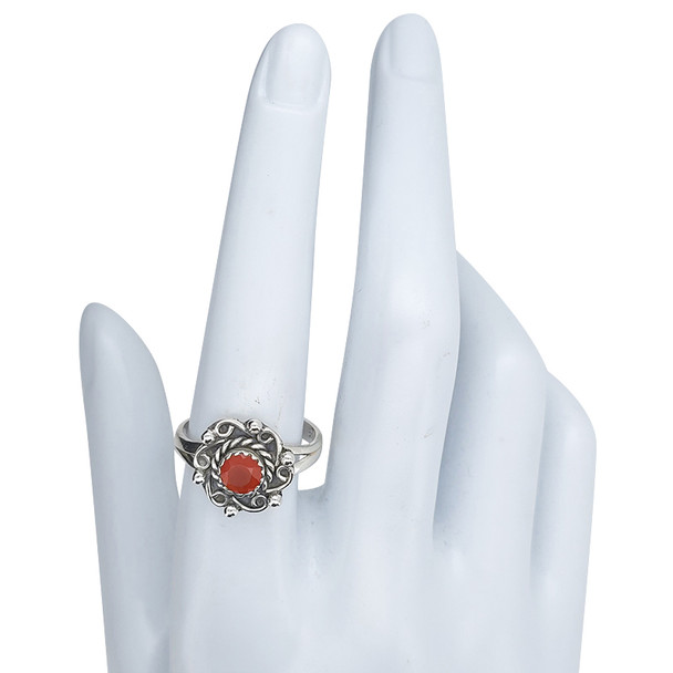 Faceted Red Onyx Sterling Silver Ring