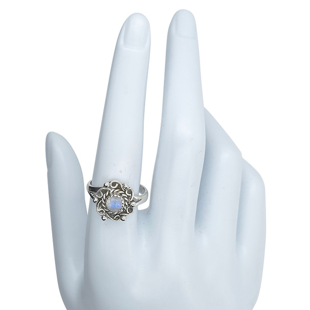 Faceted Moonstone Sterling Silver Ring
