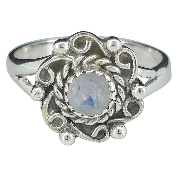 Faceted Moonstone Sterling Silver Ring