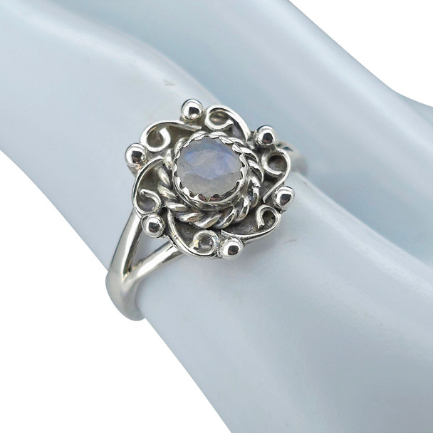 Faceted Moonstone Sterling Silver Ring