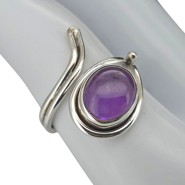 Amethyst Sterling Silver Adjustable Ring