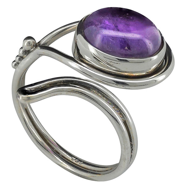 Amethyst Sterling Silver Adjustable Ring