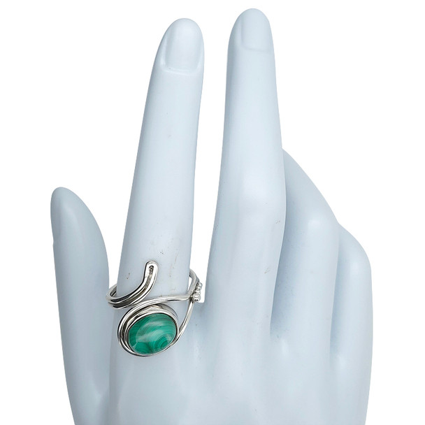 Malachite Sterling Silver Adjustable Ring