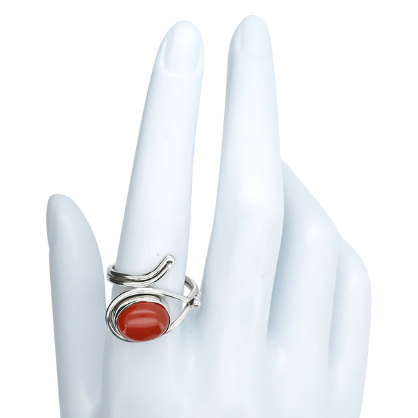 Red Onyx Sterling Silver Adjustable Ring