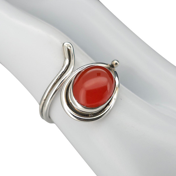 Red Onyx Sterling Silver Adjustable Ring