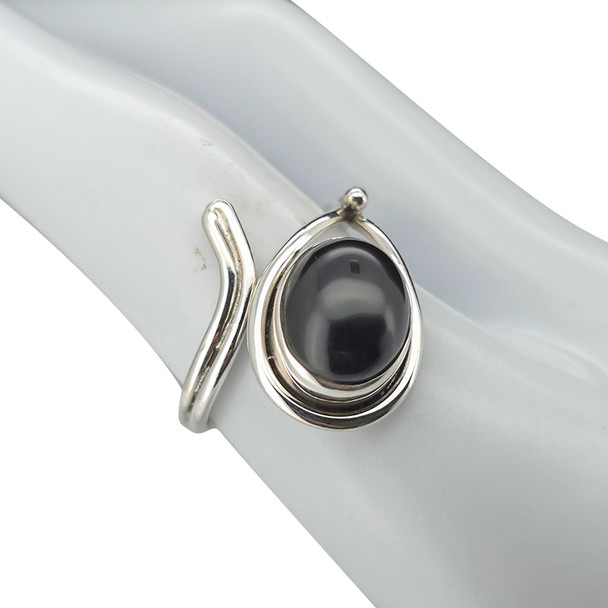 Black Onyx Sterling Silver Adjustable Ring