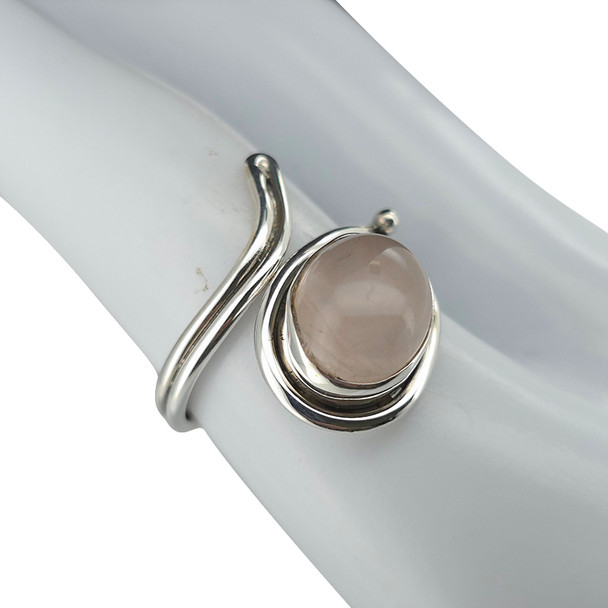 Rose Quartz Sterling Silver Adjustable Ring