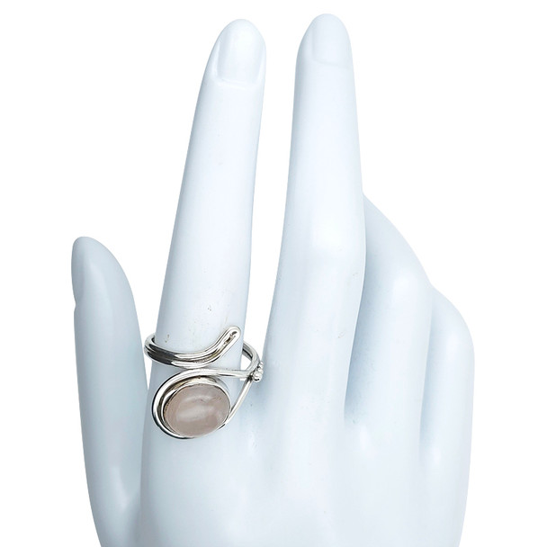 Rose Quartz Sterling Silver Adjustable Ring