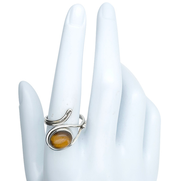 Tiger Eye Sterling Silver Adjustable Ring