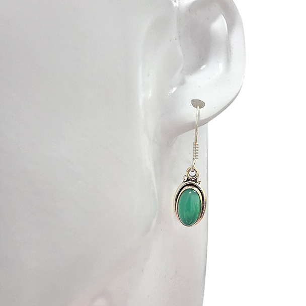 Green Onyx Sterling Silver Dangle Earrings