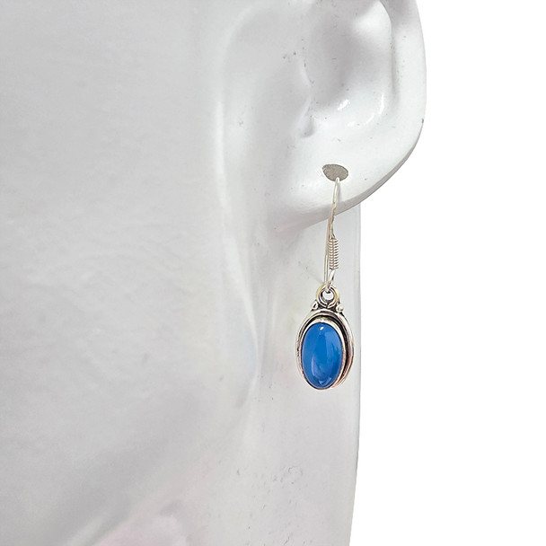 Blue Chalcedony Sterling Silver Dangle Earrings