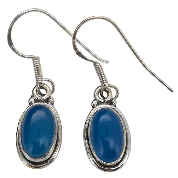Blue Chalcedony Sterling Silver Dangle Earrings