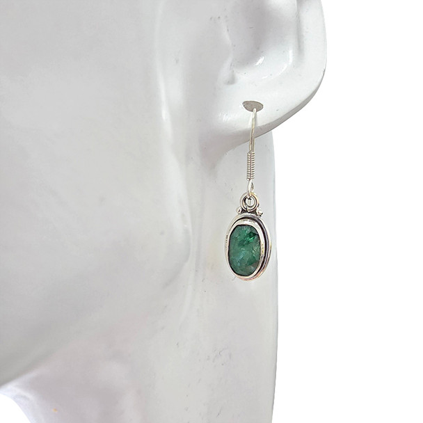 Faceted Composite Emerald Dangle Earrings