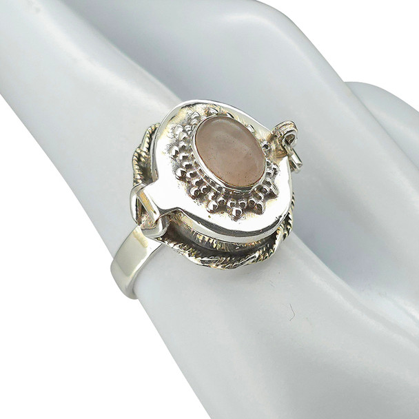 Rose Quartz Sterling Silver Poison Ring