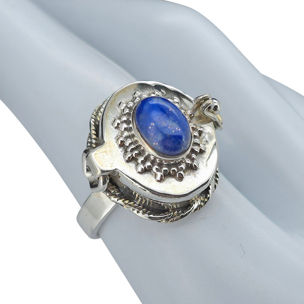 Lapis Sterling Silver Locket Ring