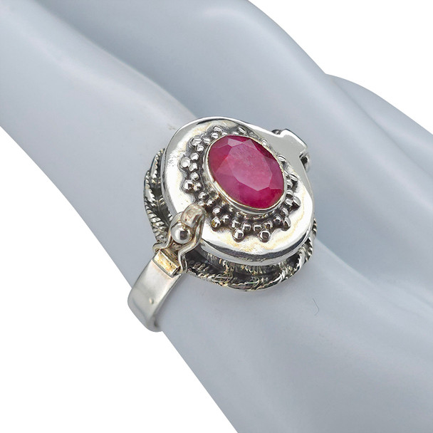 Faceted Composite Ruby Locket Ring