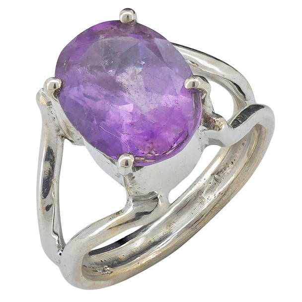 Faceted Amethyst Sterling Silver Ring