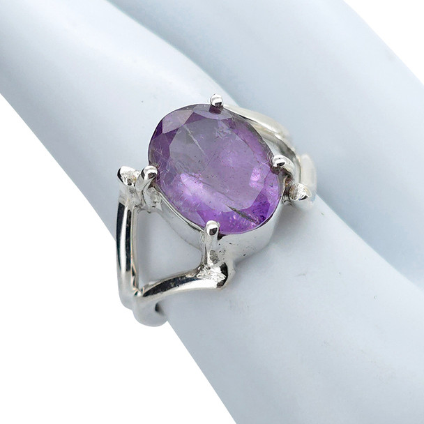 Faceted Amethyst Sterling Silver Ring