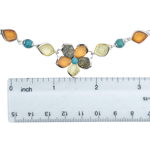 Multicolor Baltic Amber and Howlite Sterling Silver Necklace