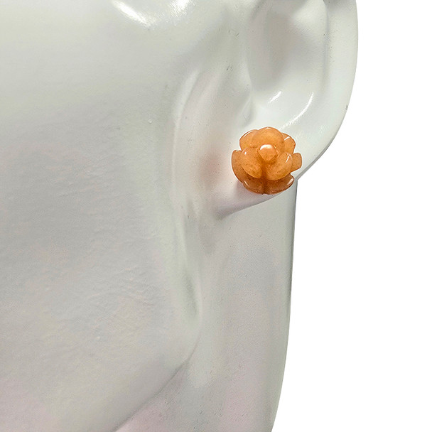 Red Aventurine Sterling Silver Stud Earrings